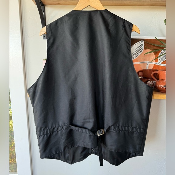 Vintage Permit Platinum Black Leather Western Style Vest Size XL - Picture 3 of 9